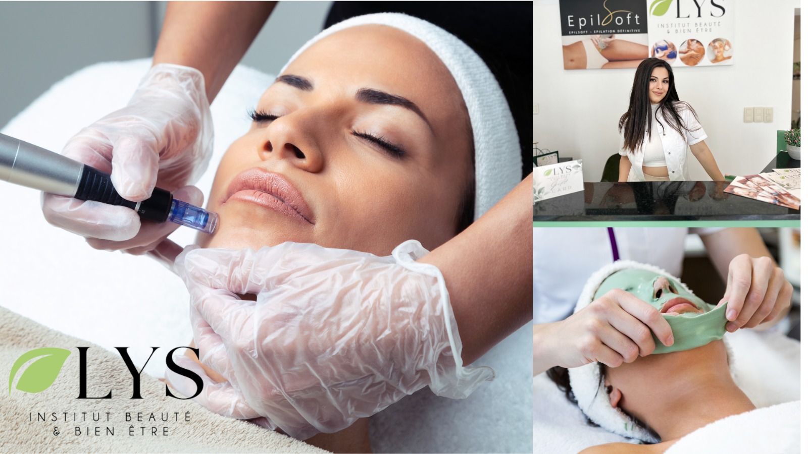 A serene beauty treatment experience at LYS Beauty and Wellness Institute, showcasing facial treatments and welcoming reception.